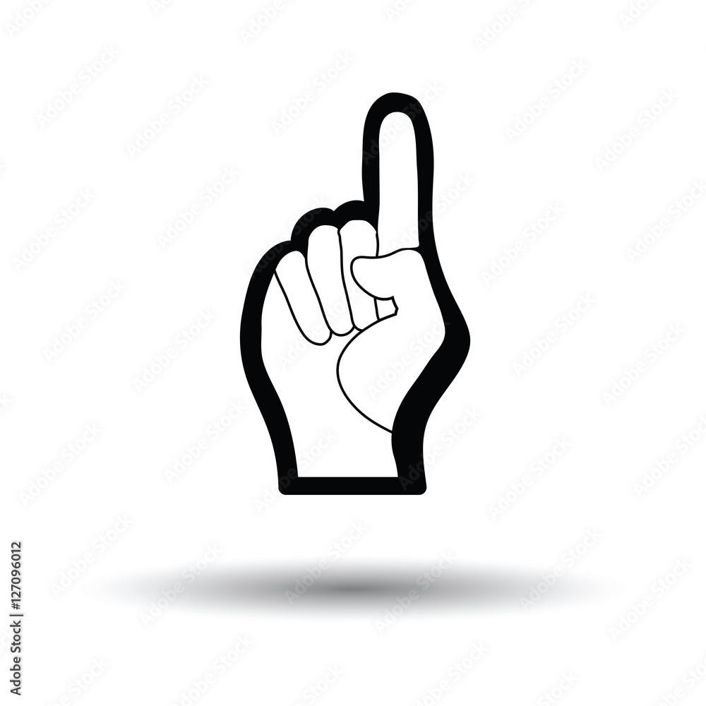Fan foam hand with number one gesture icon Fan foam hand with number one gesture icon