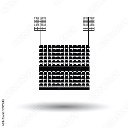 Stadium tribune with seats and light mast icon