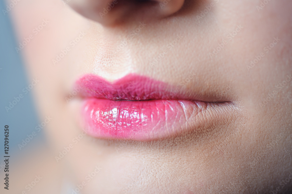 Fototapeta premium lips model with beautiful makeup close-up