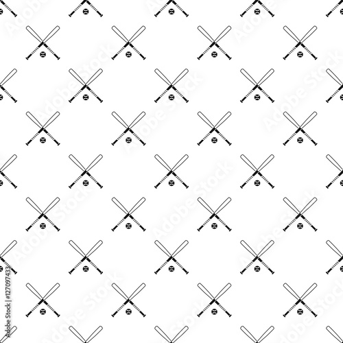 Crossed baseball bats and ball pattern. Simple illustration of baseball bats and ball vector pattern for web