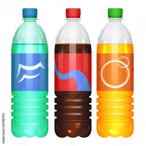 Bottles of soda drinks. Vector illustration.