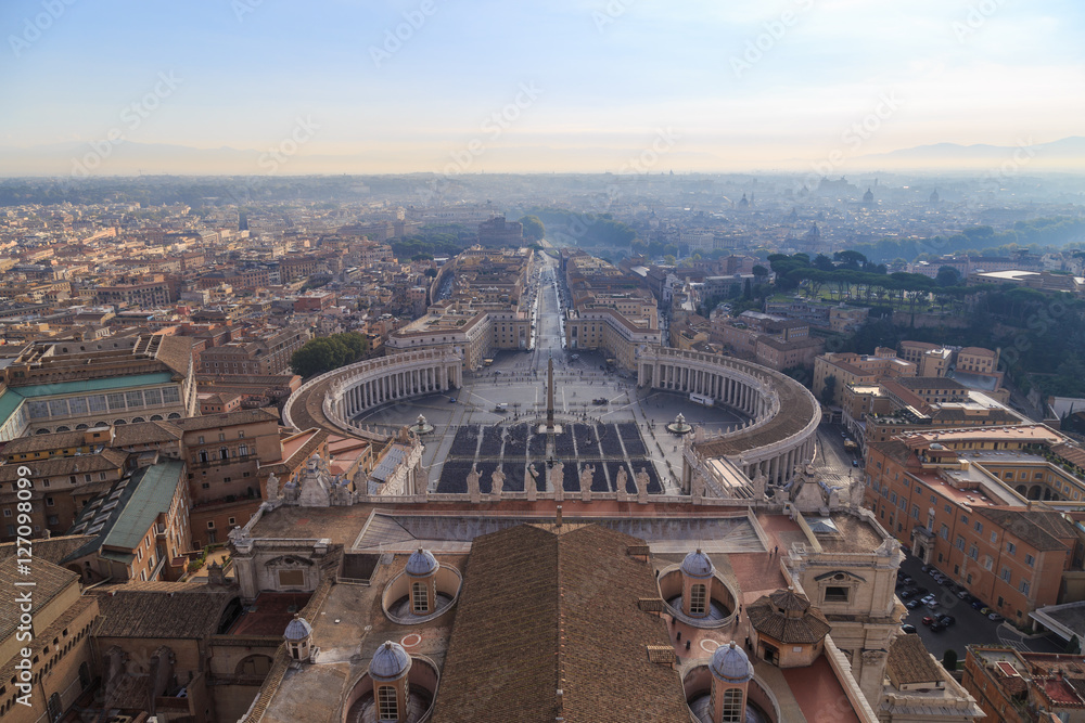View from the dome of St. Peter's Basilica in the morning Rome