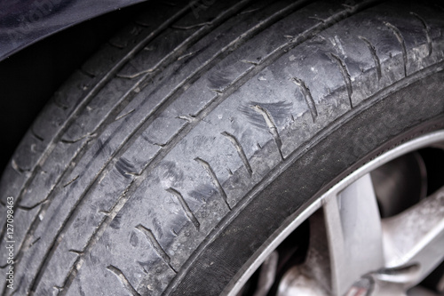 Used vehicle  tire detail with the cast alloy wheel