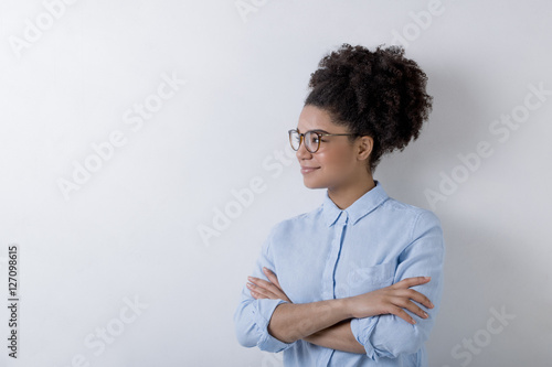 Fotografija Portrait of modern businesswoman wearing glasses, looking away