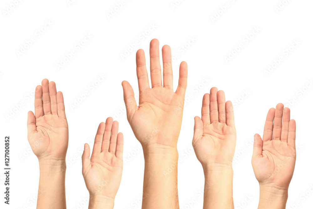 Hands up isolated on white background Hands up isolated on white background