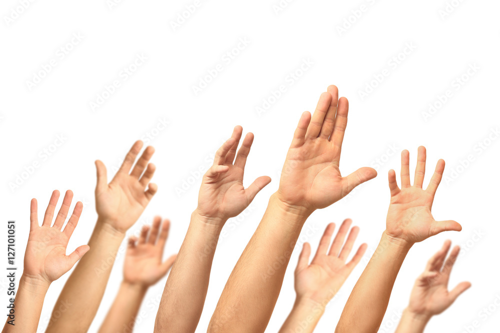 Hands up isolated on white background Hands up isolated on white background