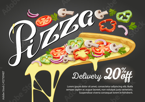 Pizza slice vector for advertising design of restaurant business.