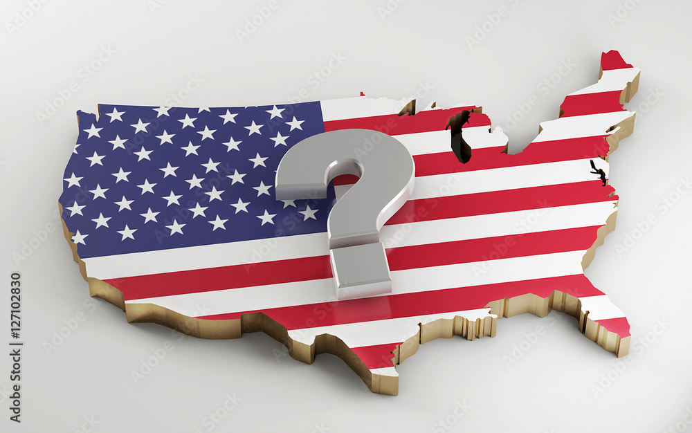 Illustrazione Stock USA map with question mark Adobe Stock