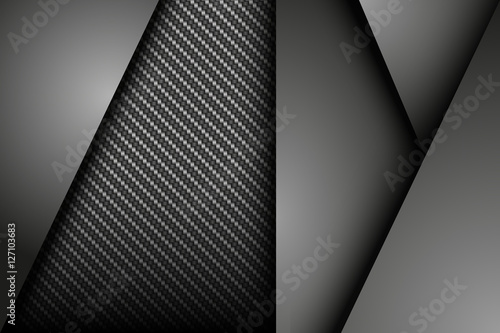 Dark abstract background with carbon and metal sheets, vector illustration