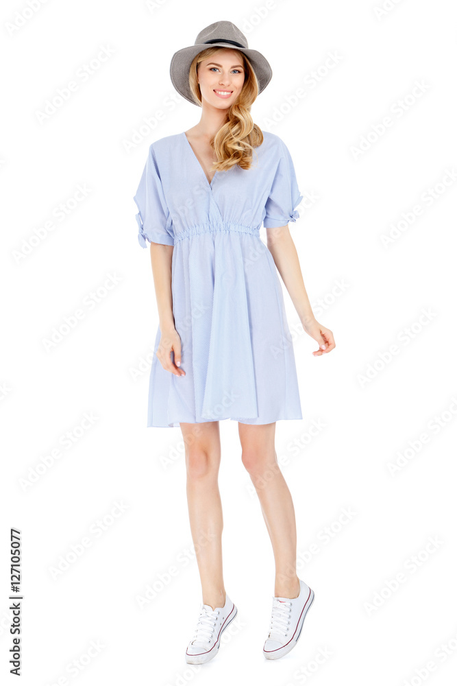 Fashion photo of young magnificent woman wearing fashionable summer clothes Fashion photo of young magnificent woman wearing fashionable summer clothes
