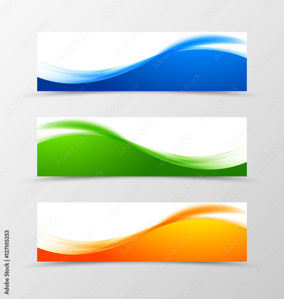 Set of header banner wavy design Set of header banner wavy design