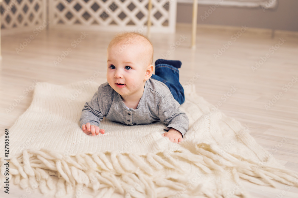 Fototapeta premium Beautiful smiling cute baby boy