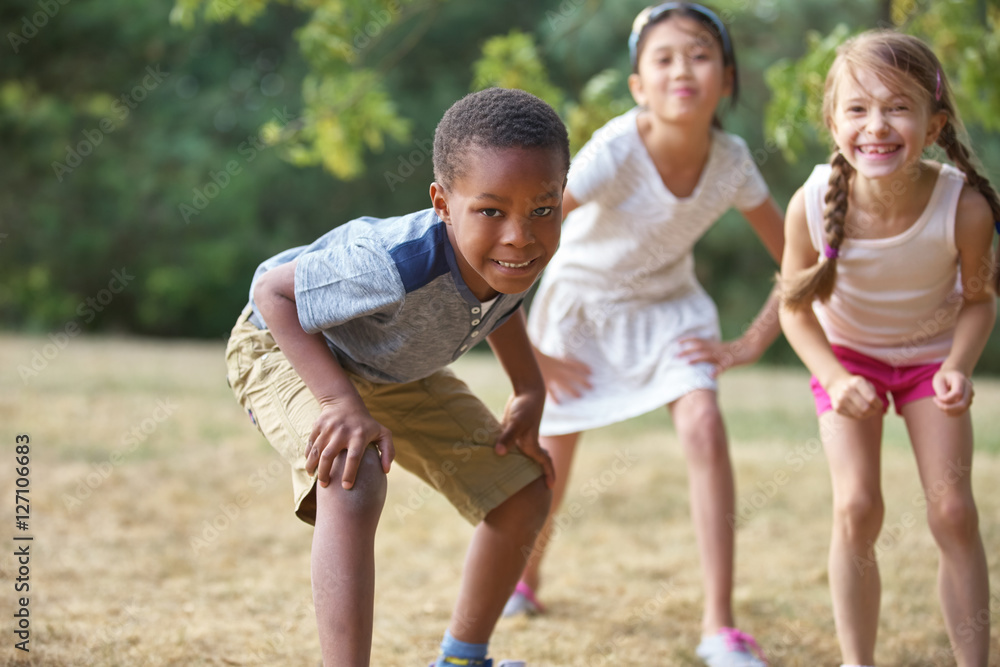 Fototapeta premium Interracial group of kids in summer