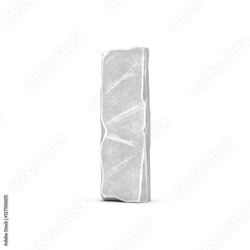 Rendering of stone letter I isolated on white background.