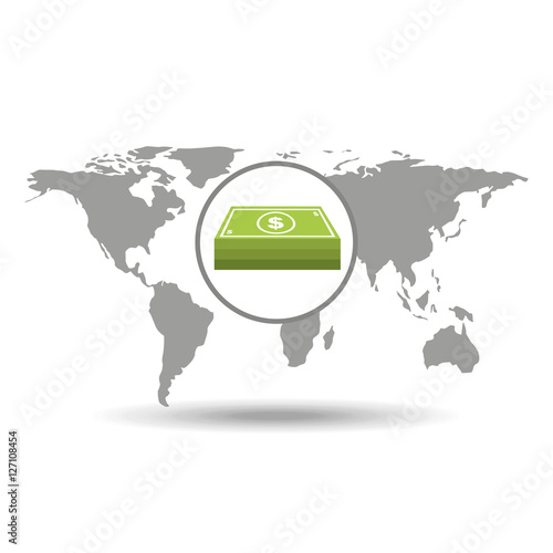 map world business stack bills design vector illustration eps 10