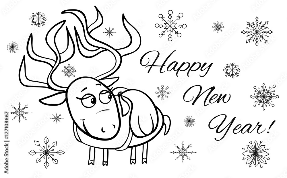 Cute greeting card with a Christmas deer Cute greeting card with a Christmas deer