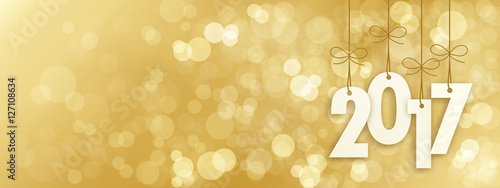 2017 Banner with Gold Bokeh Lights in the Background 