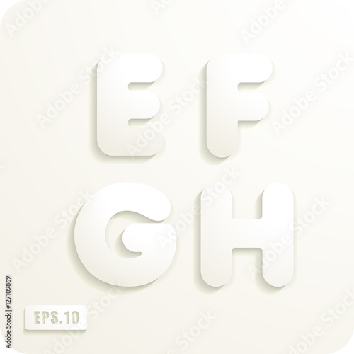 3d Joyful set of cut paper vector letters, E,F,G,H. Eps 10.