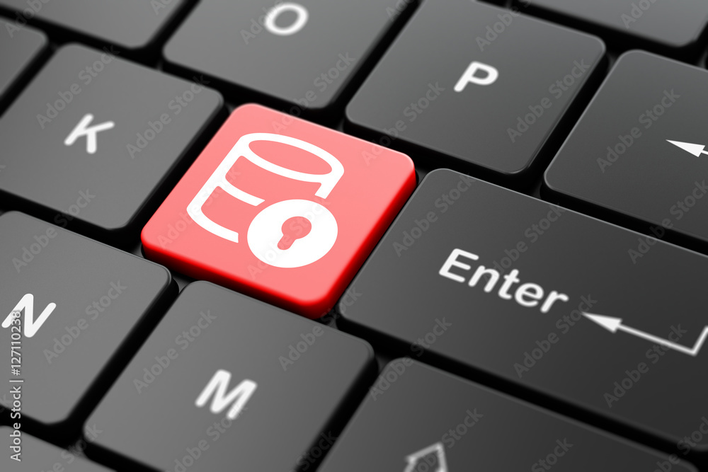 Database concept: Database With Lock on computer keyboard background Database concept: Database With Lock on computer keyboard background