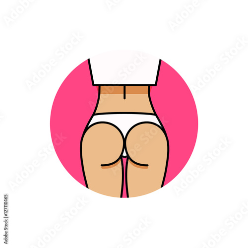 Beautiful sporty lady back with glutes in a crop top and panties