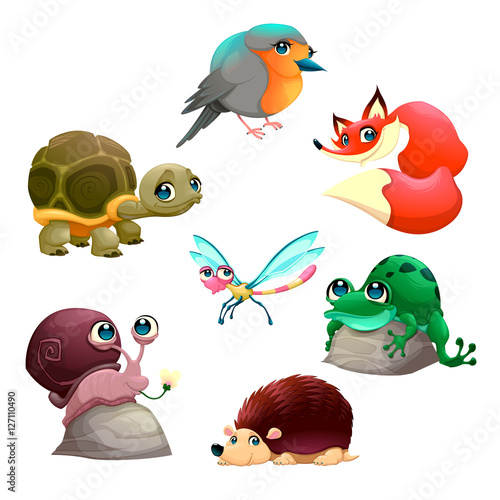 Group of cute isolated animals