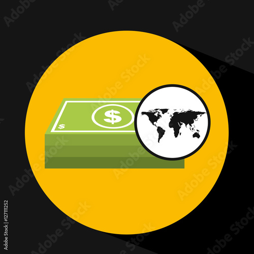 map world business stack bills design vector illustration eps 10