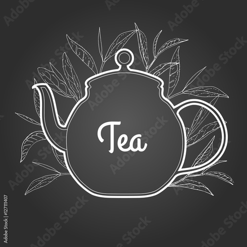 Pure tea on chalkboard. Vector illustration