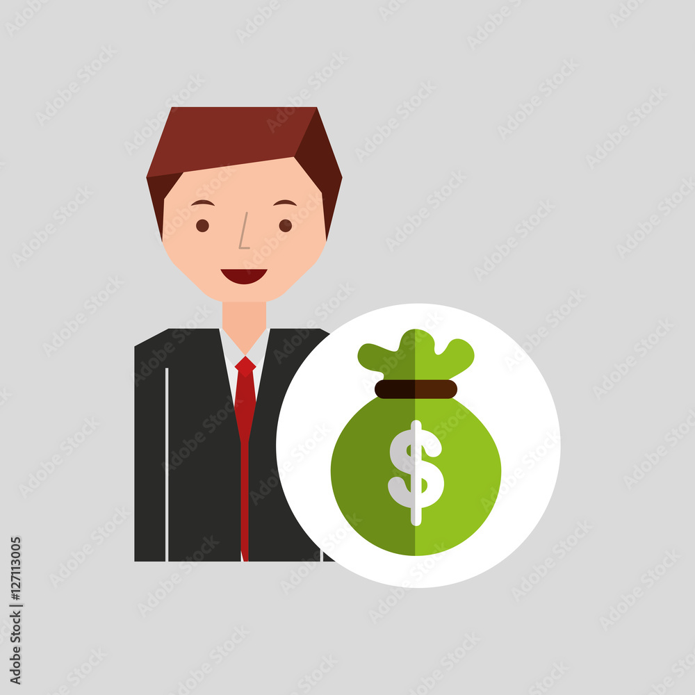 character businessman with bag money vector illustration eps 10 character businessman with bag money vector illustration eps 10