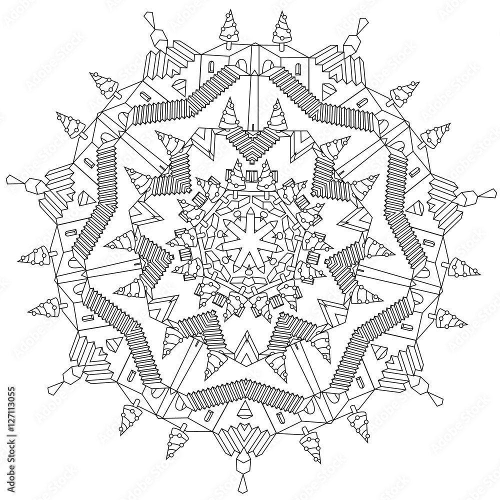 Vector zen art illustration. outline city Vector zen art illustration. outline city