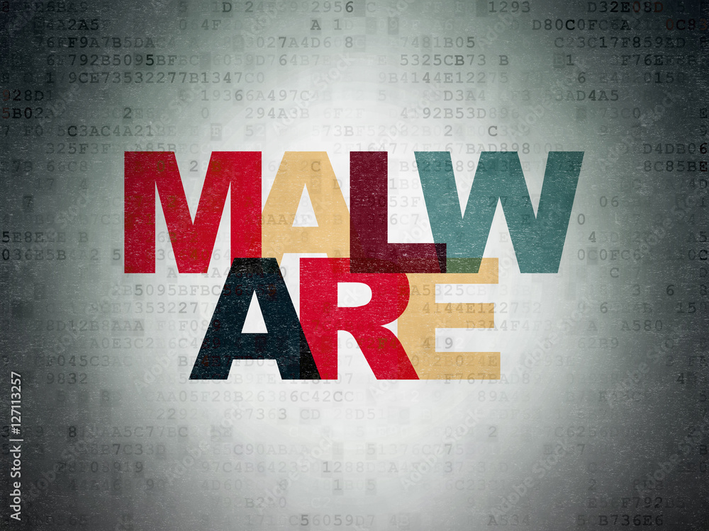 Protection concept: Malware on Digital Data Paper background Protection concept: Malware on Digital Data Paper background