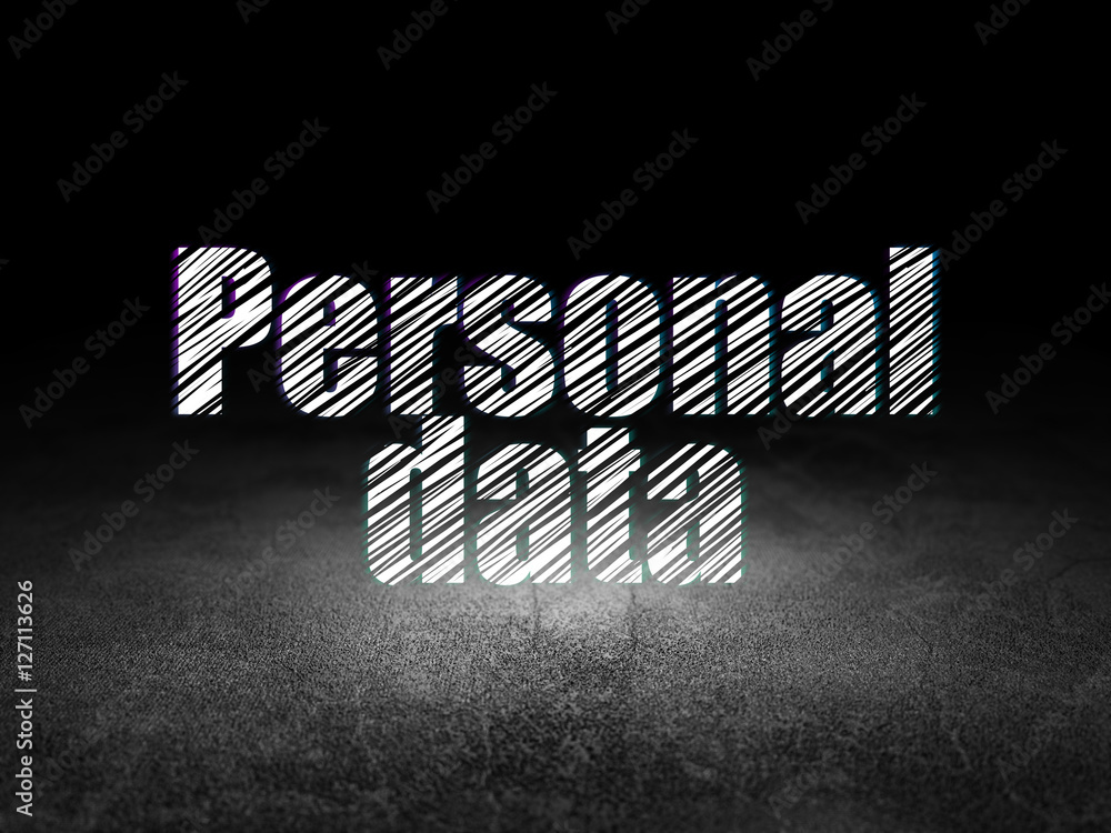 Naklejka premium Information concept: Personal Data in grunge dark room