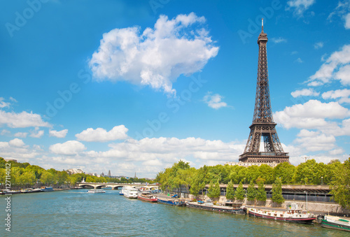 PARIS, FRANCE, JUNE - 16, 2011: Eiffel tower from riverside
