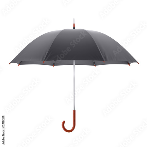 Dark umbrella isolated on white background. 3D illustration .