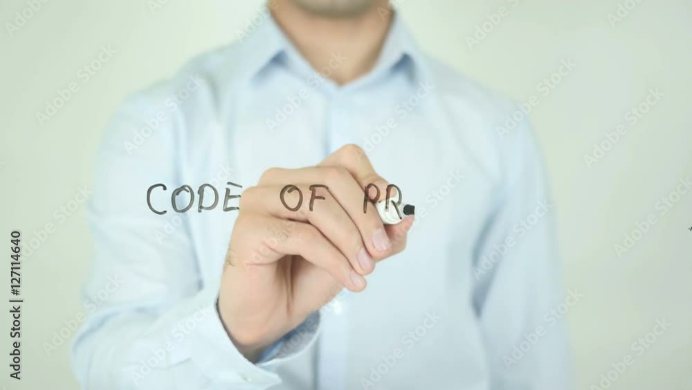 Code of Practice, Man Writing on Screen Code of Practice, Man Writing on Screen