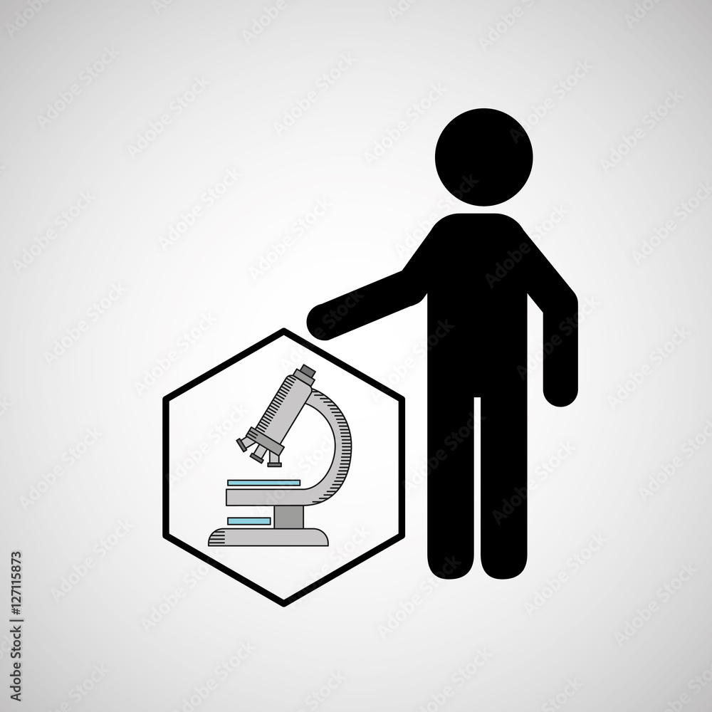 silhouette man science microscope research vector illustration eps 10