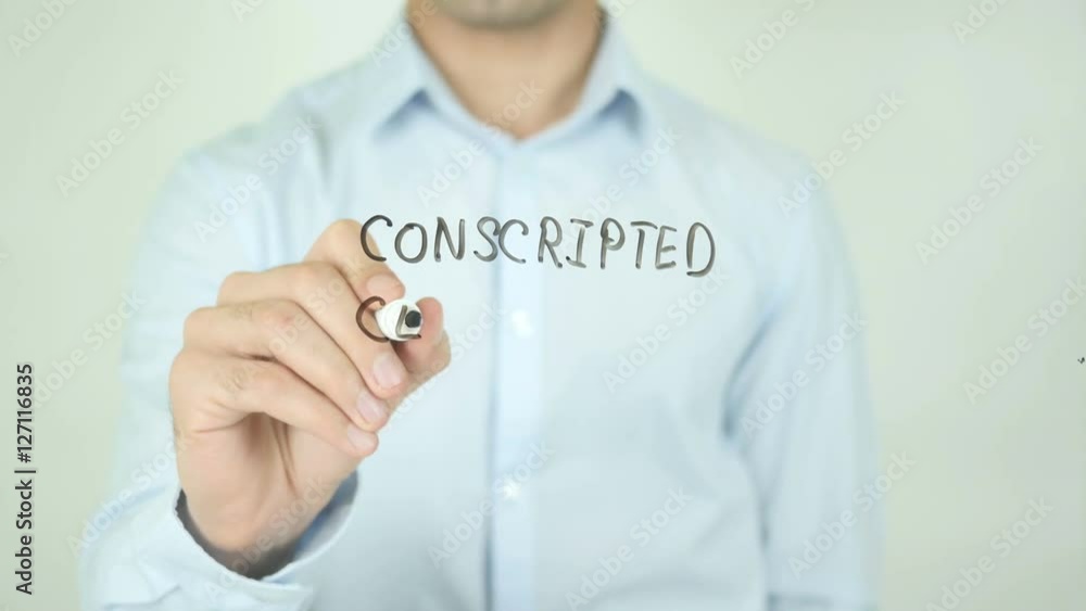 Conscripted Certificate, Man Writing on Screen Conscripted Certificate, Man Writing on Screen