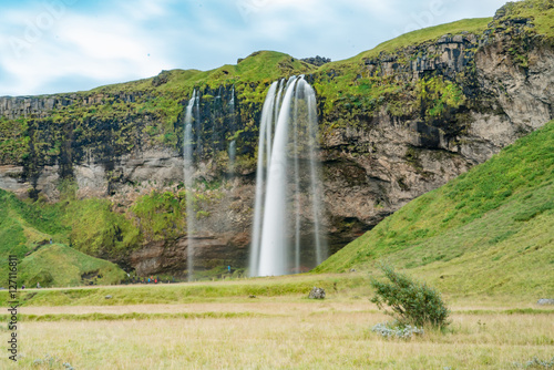 Long Exposure of Seljalandsfoss Waterfall in late afternoon