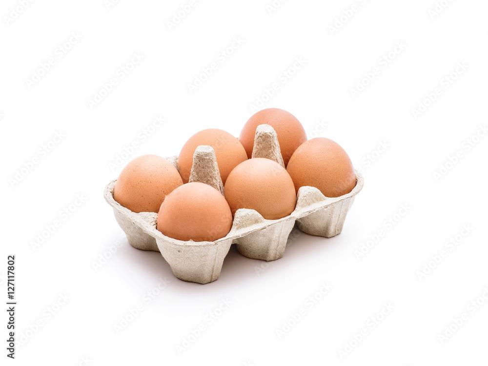 Six Egg Pack Isolated on White Six Egg Pack Isolated on White