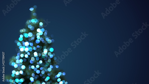 blurred christmas tree blue lights