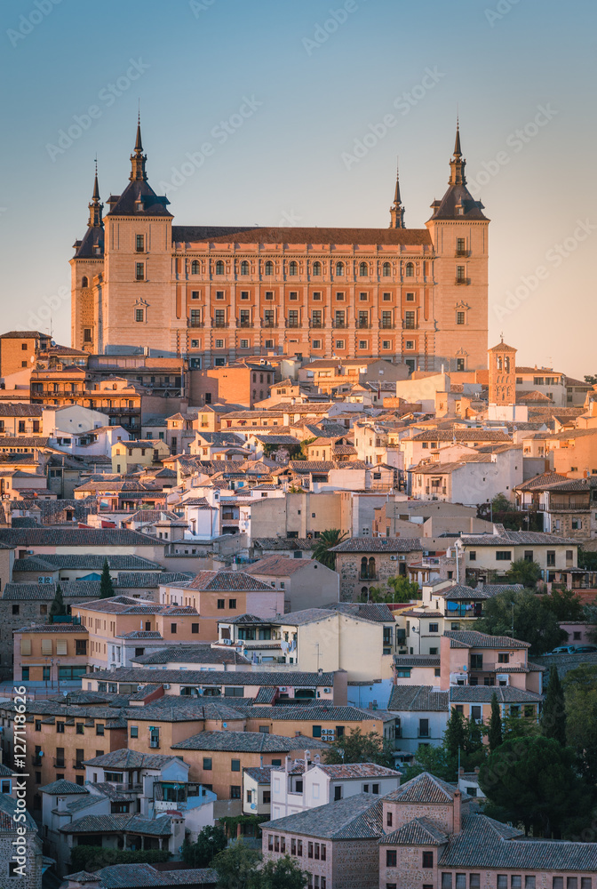 Toledo, Spain old town cityscape at the Alcazar.