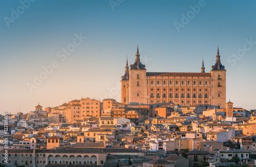 Toledo  Spain old town cityscape at the Alcazar.