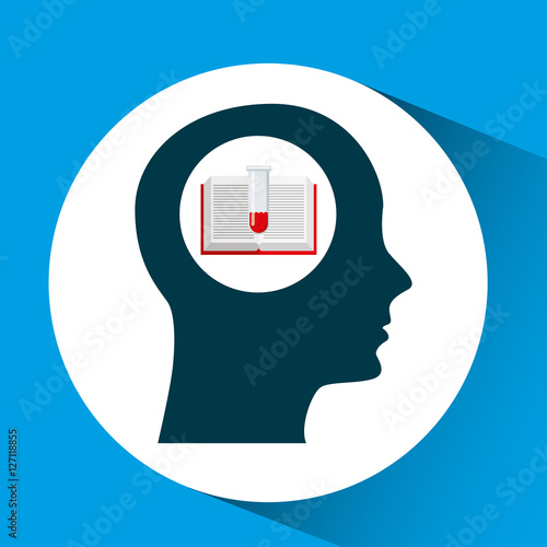silhouette head laboratory book and flask vector illustration eps 10