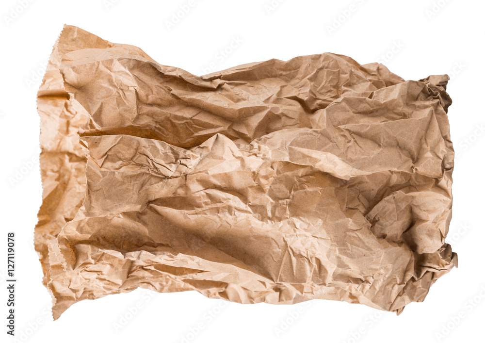 crumpled paper bag from the store is isolated on a white background Stock  Photo | Adobe Stock