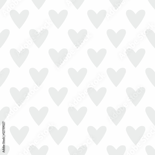 Tile cute vector pattern with hand drawn grey hearts on white background