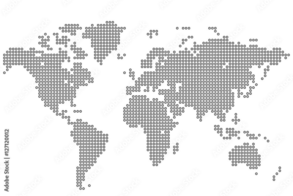 Obraz Абстрактный фон. Карта мира круглыми точками. Векторная иллюстрация.