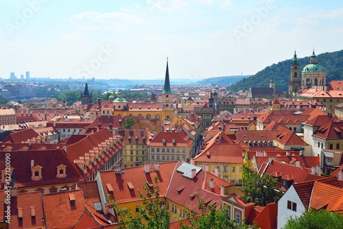 Red roofs of old Prague, a view from the castle