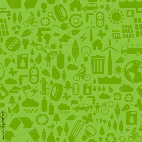 Ecology seamless pattern made from little eco, energy and natural symbols.