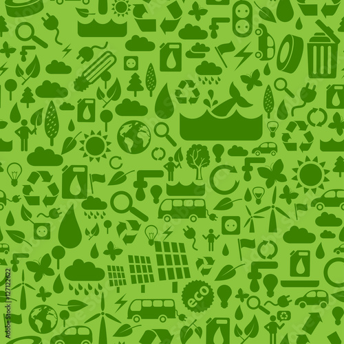 Ecology seamless pattern made from little eco, energy and natural symbols.