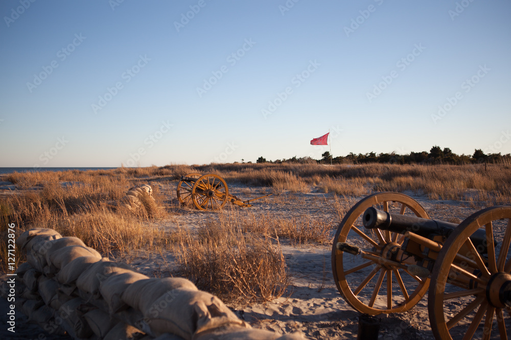 Civil war battle flag of The Citadel Military College flown over a