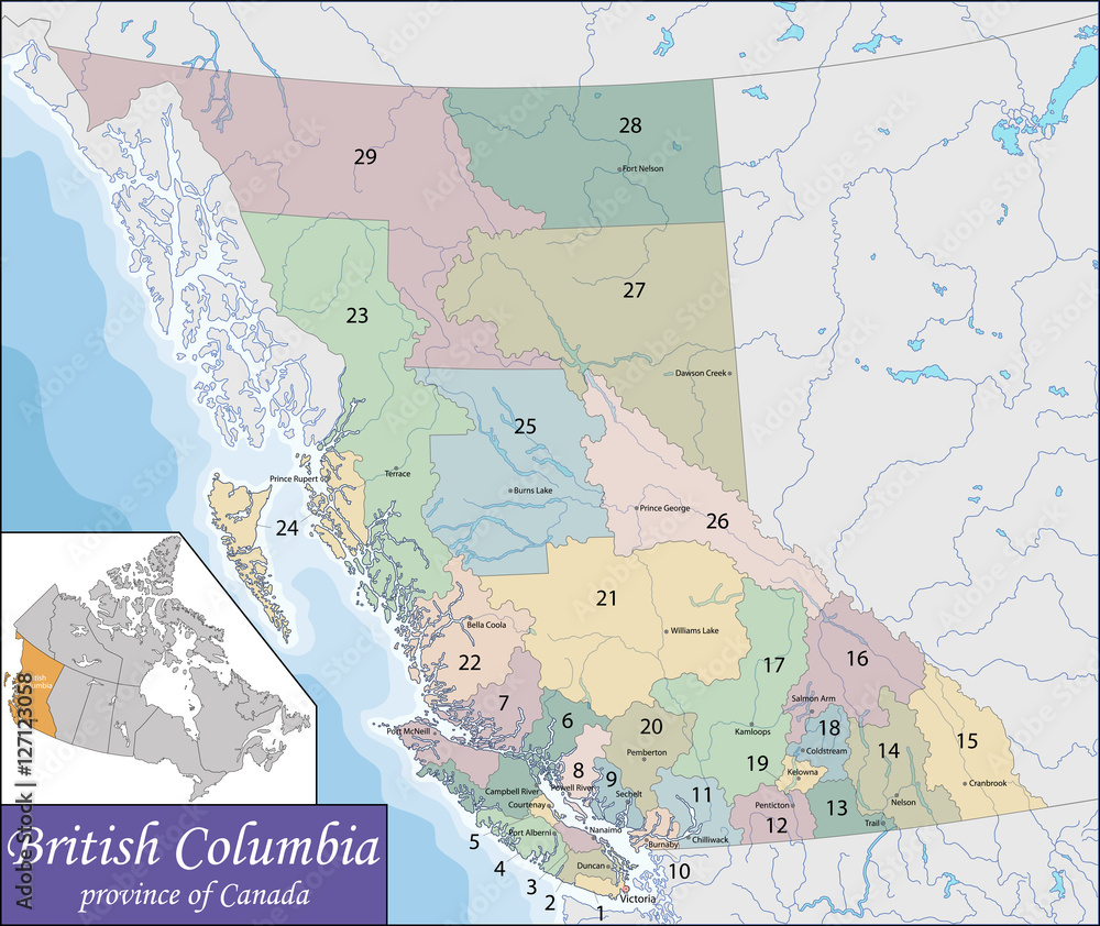 Naklejka premium Map of British Columbia